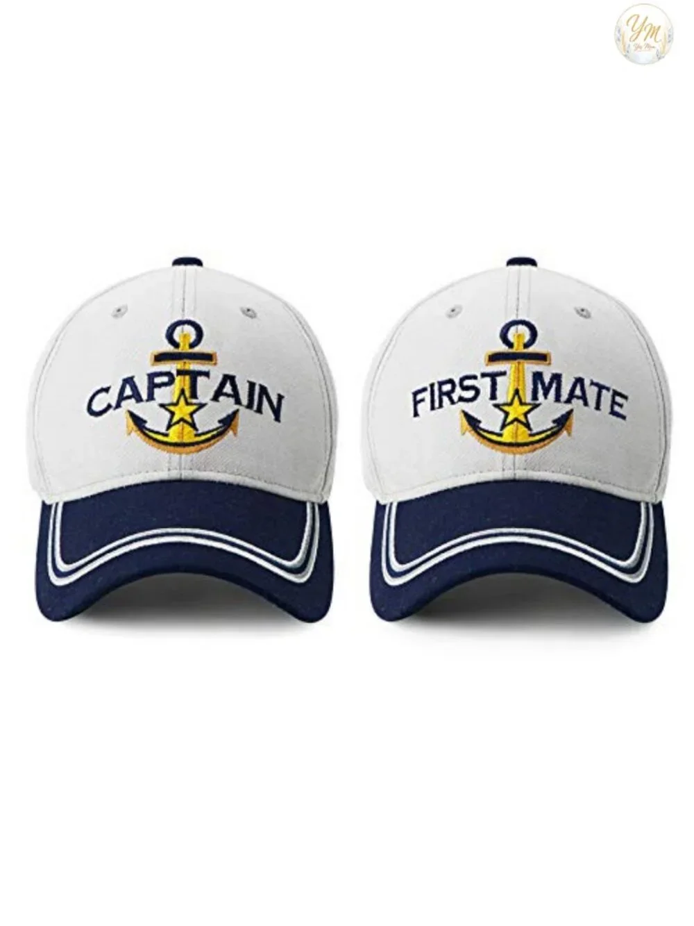 Matching Captain & First Mate Baseball Caps, Embroidered, Cotton, Adjustable